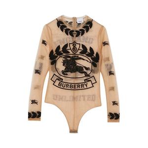 Боди Burberry Embroidered Graphic Logo Mesh Bodysuit, Camel