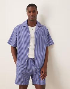 ASOS DESIGN coord свободная рубашка свободного кроя в полоску синего цвета