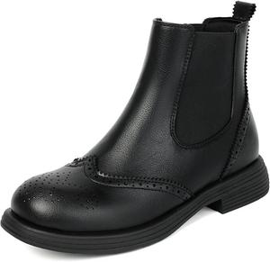 Женские ботинки Челси с перфорацией, броги с крыльями, на невысоком каблуке, с разрезами, короткие ботильоны, удобная модель на молнии EDEELVEEYS, Black-Ws-33