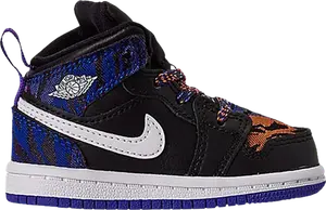 Кроссовки Air Jordan 1 Mid SE TD Tiger Stripe, черный