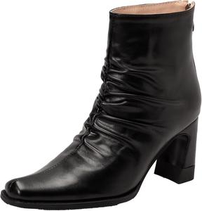 Женские ботильоны на толстом каблуке с мягкой посадкой и молнией XIEPP, Black