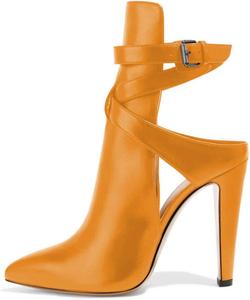 Женские ботильоны с острым носком FSJ на толстом каблуке, с ремешком, туфли-пинетки, сандалии на щиколотку с завязкой, размер 4-15 US, Orange