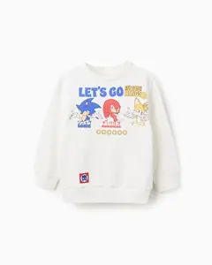 Детская толстовка 100% хлопок с принтом Соник Zippy, белый