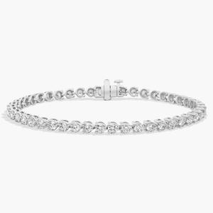 7-дюймовый теннисный браслет с тремя зубцами из выращенного в лаборатории бриллианта из 14-каратного белого золота (5 карат, двойной - FG / VS2-SI1) Blue Nile