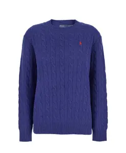 Свитер с круглым вырезом и вышивкой в виде пони. Polo Ralph Lauren, синий