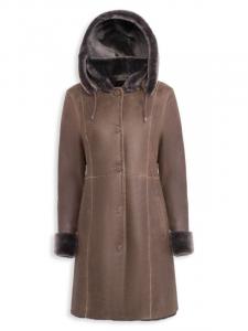 Куртка WOLFIE FURS с капюшоном из овечьей шерсти made for generation collection, tobacco