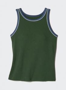Майка Uniqlo Ribbed Bra Line, темно-зеленый