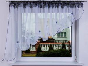 Готовая штора НОРВЕГИЯ 400х135 вуаль фиолетовая. Drapella, серый