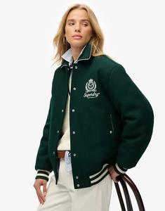 Шерстяная куртка-бомбер Superdry Country Club цвета эмалевой зелени