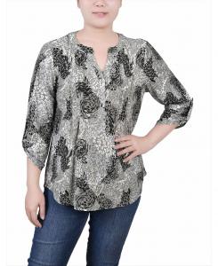 Пуловер petite 3/4 roll tap NY Collection, мульти