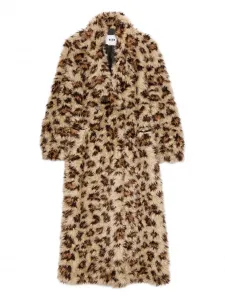 Пальто с леопардовым принтом и поясом MSGM, коричневый