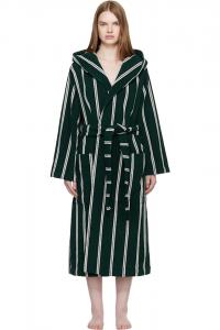 Tekla Зеленый махровый халат с капюшоном