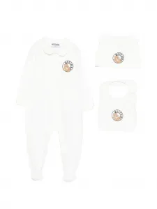 Комплект боди с логотипом и круглым вырезом (набор из трех штук) Moschino Kids, белый