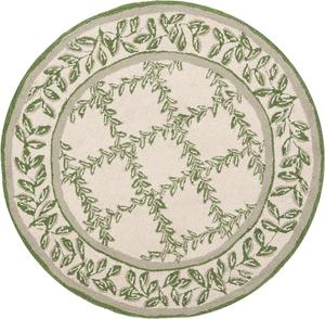 Ковер SAFAVIEH, 92 x 92 см, Chelsea Collection, круглый, Ivory & Light Green, ручное вязание, французский кантри, шерсть, идеален для помещений с высокой проходимостью в гостиной, спальне (HK230B)