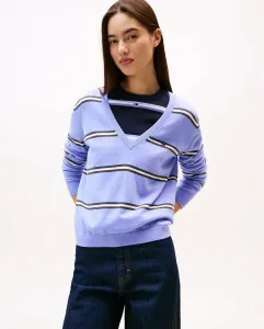 Женский базовый джемпер с V-образным вырезом Tommy Jeans, светло-голубой