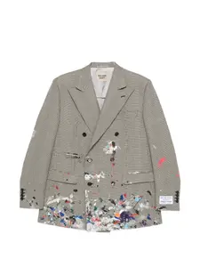 Двубортное пальто в клетку Gallery Dept., серый