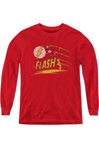 Футболка с длинным рукавом DC Comics Flash "Быстрее молнии" для молодежи Gildan, красный