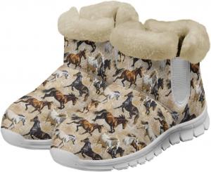 Женские зимние сапоги chaqlin с мехом, утепленные, мягкие, на щиколотку, с нескользящей подошвой, на плоском каблуке, широкие, повседневные, для улицы и работы, с флисовым плюшем, удобные, Western Horse