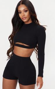 PrettyLittleThing Формируемые черные шорты с высокой талией