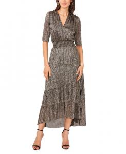 Женское многоуровневое платье миди с металлизированным принтом Vince Camuto, черный