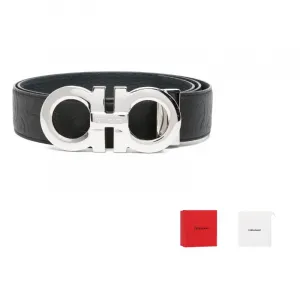 Ferragamo Мужской ремнь из телячьей кожи черный шириной 4 см, Black