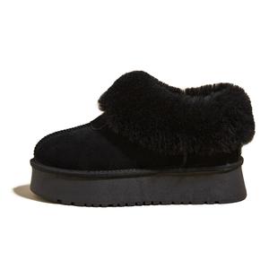 SNOWELF Пухлые ботинки короткие зимние женские черные на плоской подошве, цвет Black Flat