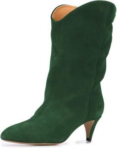 Женские ботильоны FOWT с мягким голенищем, зауженным закрытым носком, эластичные, с низким каблуком-киссетом, короткие ботиночки из искусственной замши, для осени и зимы, удобная обувь для женщин и девушек, полный размер 4-15 US, Darkgreen