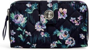 Женский твиловый кошелек Vera Bradley с поворотным замком и RFID-замком, темно-синий сад
