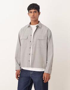 Рубашка свободного кроя с карманами серого цвета Asos Design