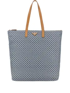 Большая сумка-тоут с геометрическим узором Prada, синий