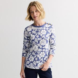 Женский свитшот с золотыми пуговицами Croft & Barrow, Blue Carved Bloom