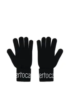 Перчатки из смесовой шерсти с логотипом Roberto Cavalli, черный