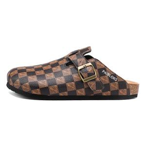 PAIBLOKS Сандалии с пробковой подошвой EVA, тихие, износостойкие, нескользящие, с закрытым носком, унисекс, коричневые