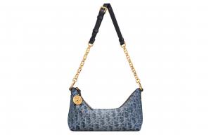 Диорстар Хобо Жаккардовая Тканевая Сумка, Женская Синяя Сумка Через Плечо