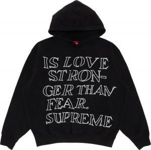 Толстовка Supreme Stronger Than Fear Hooded Sweatshirt 'Black', черный