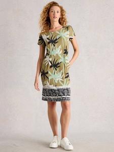Платье Tallie из джерси с пальмовым принтом White Stuff, Green/Multi