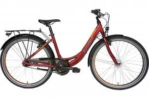 Молодежный велосипед Boomer CITY 26 N7 - 26 дюймов - Tiefeinsteiger - 2024, цвет Rot|bordeaux/orange/light orange