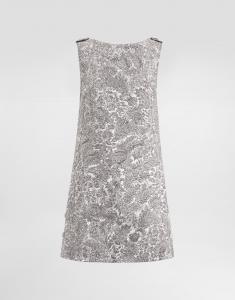 Платье из жаккарда с цветочным узором Dolce & Gabbana, серебряный