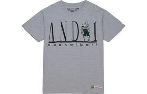 Mitchell Ness Мужская футболка серого цвета с круглым вырезом, умеренно прямой крой