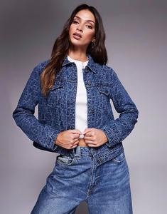 Джинсовая куртка с монограммой Armani Exchange в средне-синем цвете