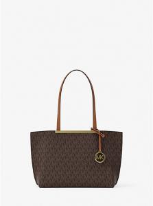 Небольшая сумка-шоппер Evelyn с фирменным логотипом Michael Kors, Brn/Acorn