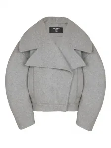 Пальто с объемными лацканами BALMAIN, серый