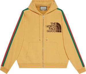 Толстовка The North Face x Gucci Web Print Cotton Sweatshirt Yellow, желтый