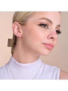 Adeliás Женские серьги - серьги-гвоздики из нержавеющей стали с кубическим цирконием в золотой оправе