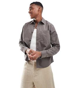 Рубашка с длинными рукавами Only & Sons и графитовой декоративной надписью Frayed