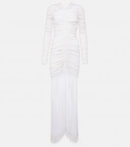 Платье Guisa из смесового шелка с бахромой и сборками Khaite, Glaze