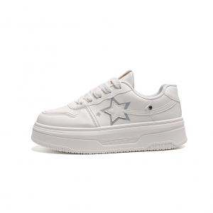 Амортизирующие устойчивые к истиранию дышащие скейтбордские туфли RENBEN для женщин бело-серые