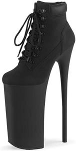 Женские ботильоны FYS с толстой платформой, круглым носком и шнуровкой, на высоком каблуке с квадратным каблуком, сексуальные для вечеринок и клубов, размер 4-16 США, Black