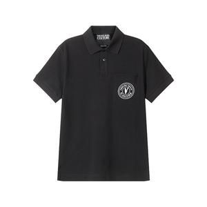Поло с логотипом на заплатке VERSACE JEANS COUTURE, черный