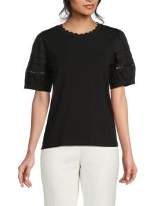 Кружевной топ с круглым вырезом и логотипом Karl Lagerfeld Paris, черный